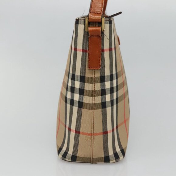 BURBERRY Nova Check Shoulder Bag Canvas Beige Gold Auth 121443 - Picture 5 of 16